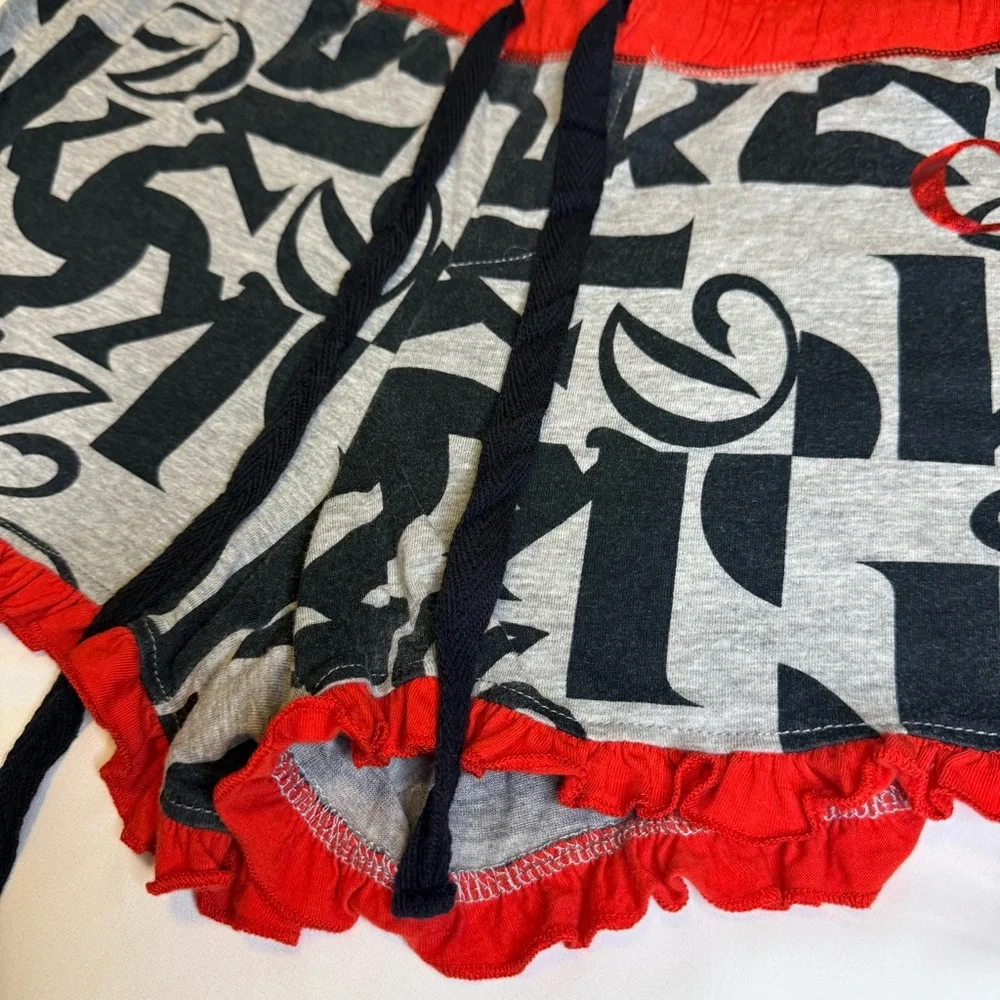 Coca-Cola Diet Coke Women's XL Sleep Shorts Gray Red Logo Drawstring Ruffle